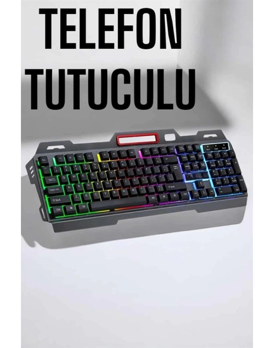 Led Işıklı Oyuncu Klavye Usb Girişli RGB Işıklı Q Klavye Mouse Hediyeli