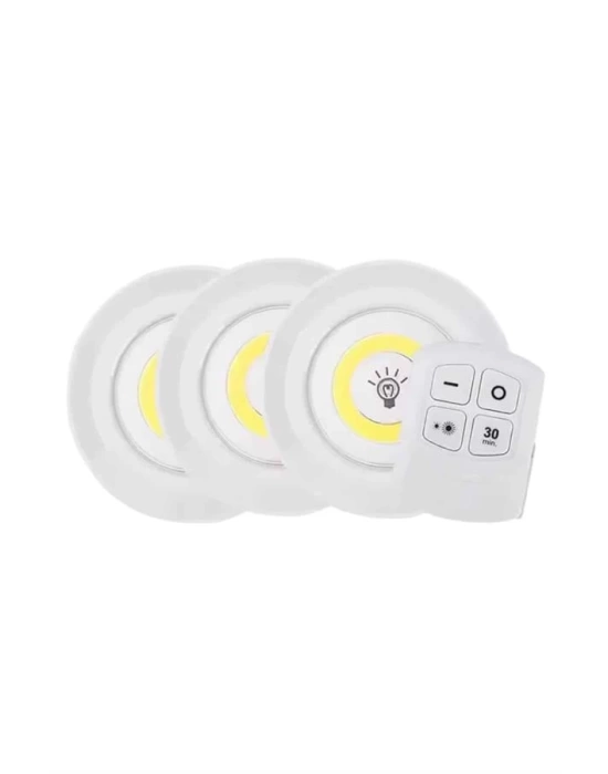 Led Lamba 3lü Uzaktan Kumandalı Yapışkanlı