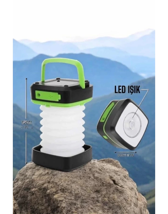 Led Lamba Kamp Lambası Hafif Taşınabilir Şarj Süreli Akordeon El Fenerli