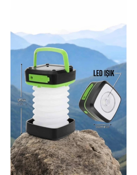 Led Lamba Kamp Lambası Hafif Taşınabilir Şarj Süreli Akordeon El Fenerli