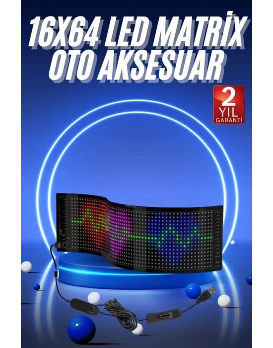 LED Matrix Panel RGB Ekran Kumandalı 16X64 Araç Camına Uygun