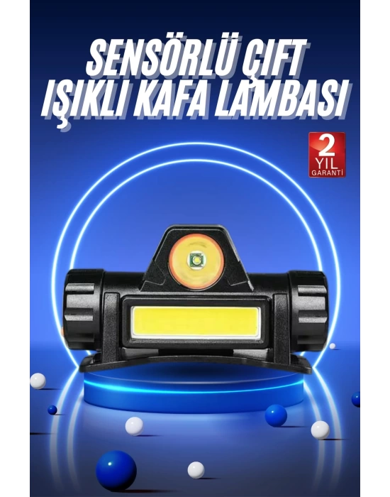 Ledli Şarjlı Kafa Lambası LED Şarjlı Su Geçirmez Kafa Feneri