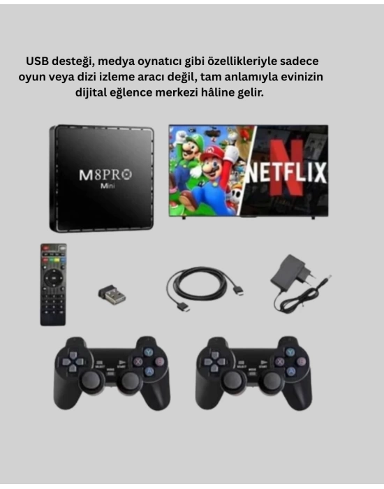 M8Pro Android TV Box ve Retro Oyun Konsolu 64GB