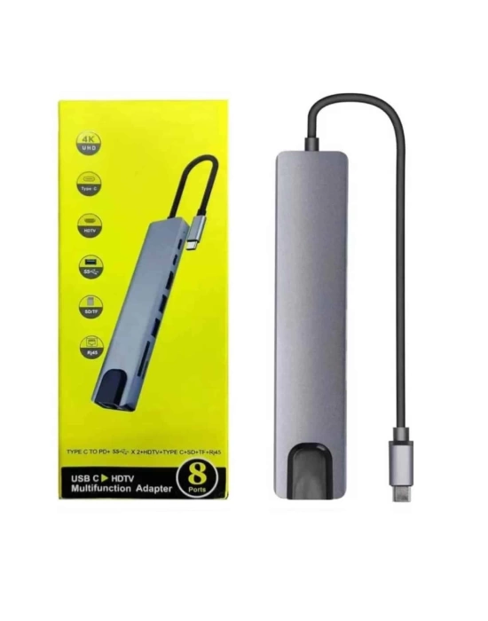 Macbook Pro/air Uyumlu USB Type-C 8 In 1 Hub Dönüştürücü Çevirici Çoklayıcı USB Hdmı Micro Sd 8 Girişli
