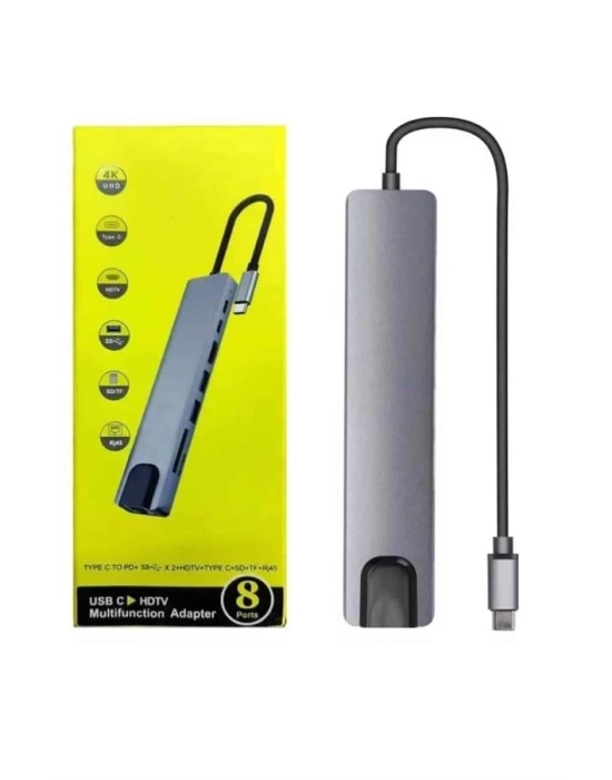 Macbook Pro/air Uyumlu USB Type-C 8 In 1 Hub Dönüştürücü Çevirici Çoklayıcı USB Hdmı Micro Sd 8 Girişli