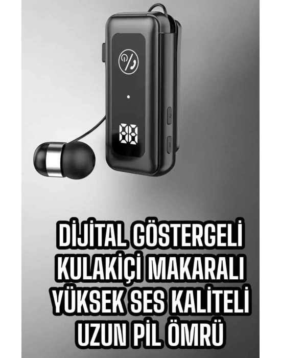 Makaralı Bluetooth Kulaklık Kulak İçi Dijital Göstergeli Yüksek Ses Kaliteli