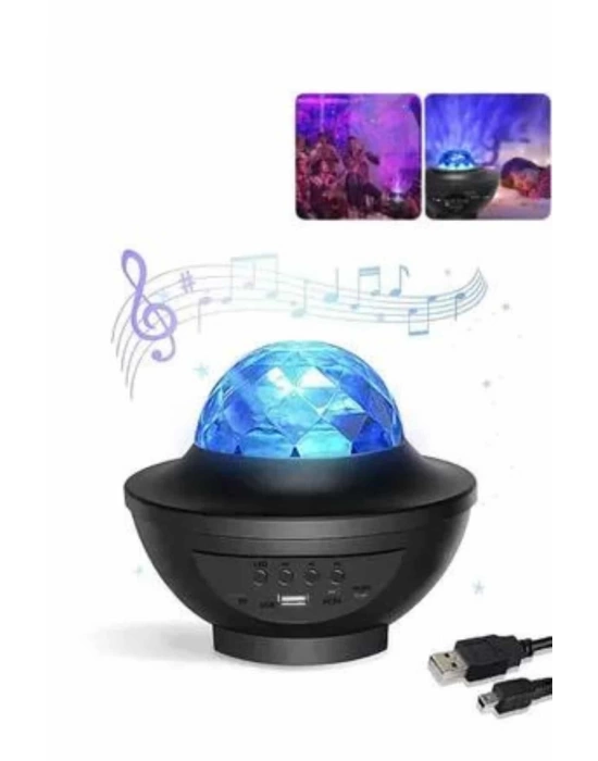 Masa ve Gece Lambası Renkli Projektör Işıklı Disko Topu Bluetooth Hoparlör
