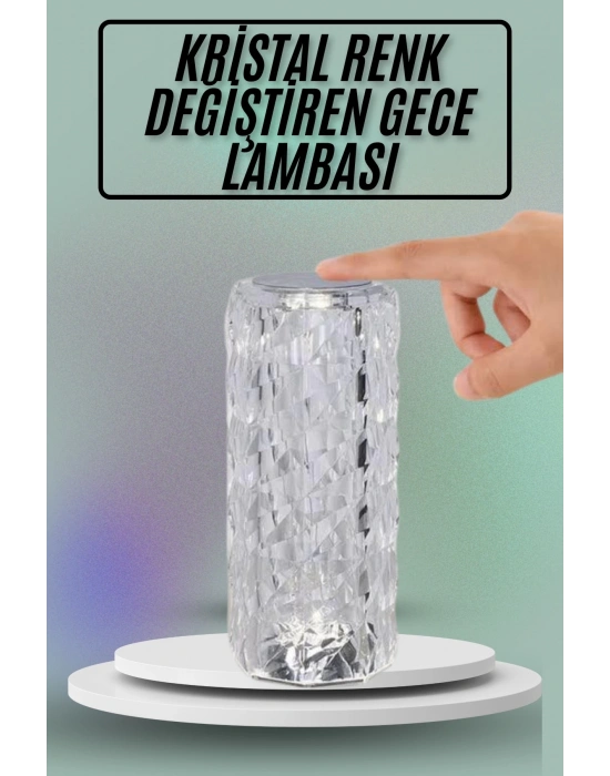 Masa ve Gece Lambası Şık ve Dayanıklı Sensörlü Şarjlı Kristal Lamba