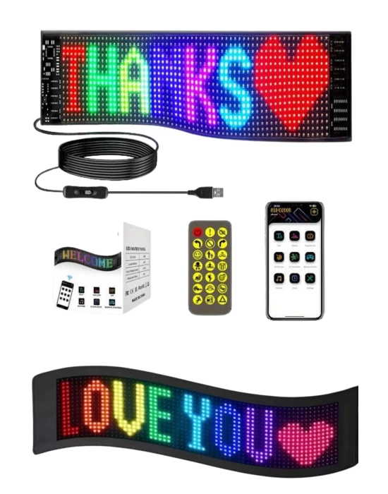 Matrix Led 16x192 Cama Yapışan Telefon Kontrollü Panel Dijital Ekran Kumandalı