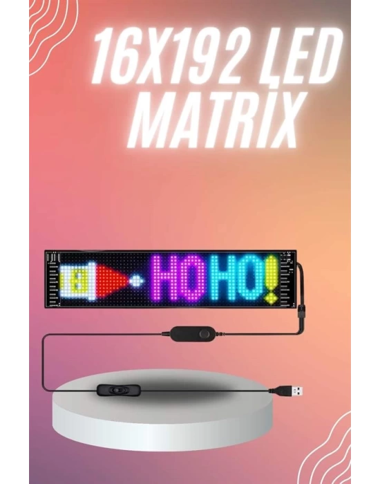 Matrix Led 16x192 Cama Yapışan Telefon Kontrollü Panel Dijital Ekran Kumandalı