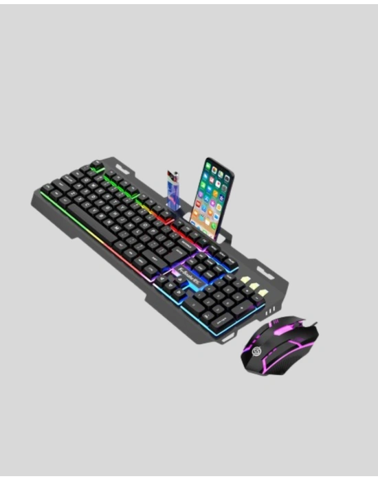 Mekanik Oyuncu Seti – LED Işıklandırma ve Ergonomik Mouse