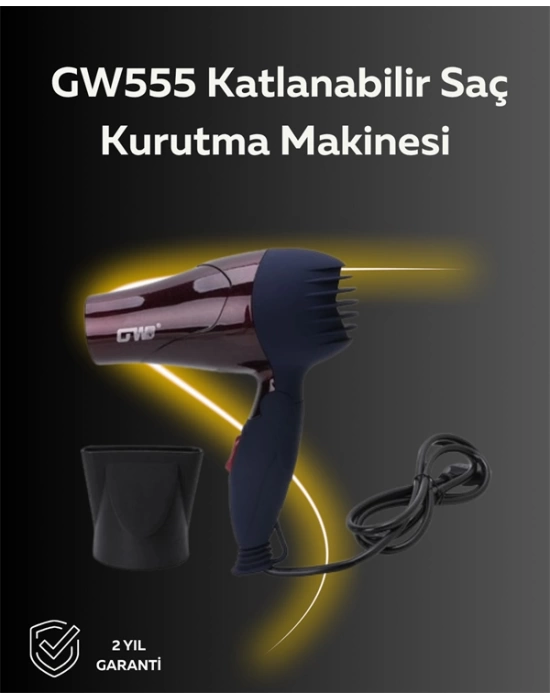 Mini Boy 1500W Saç Kurutma Makinesi | Katlanabilir Sap, Yoğunlaştırıcı Başlık, Seyahat İçin İdeal
