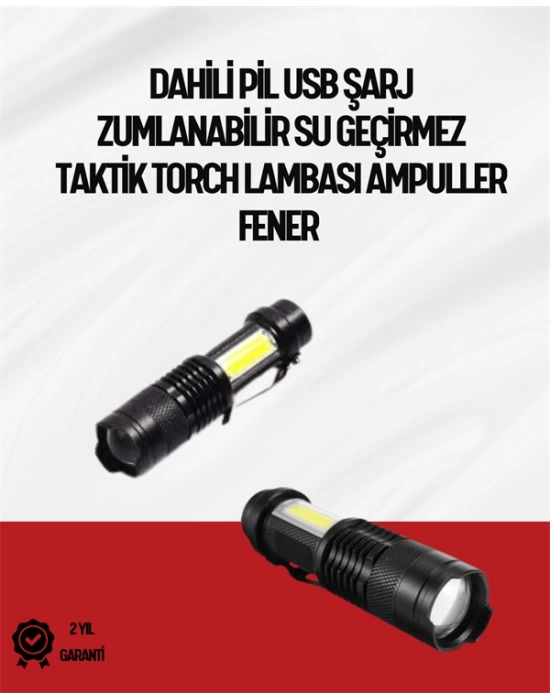 Mini Boy LED El Feneri - 2000 Lümen, Su Geçirmez Tasarım