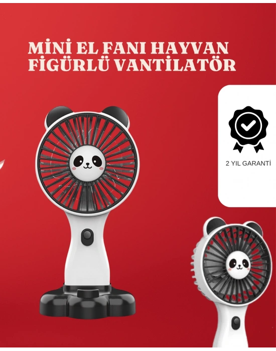Mini Fan Hayvan Figürlü – Şarj Edilebilir Taşınabilir El Vantilatörü