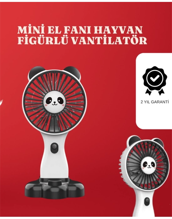 Mini Fan Hayvan Figürlü – Şarj Edilebilir Taşınabilir El Vantilatörü