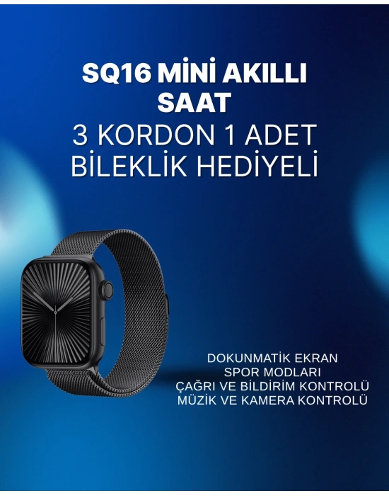Mini Series 10 Akıllı Saat | 3 Kordon + Bileklik Hediyeli, Tüm Telefonlarla Uyumlu