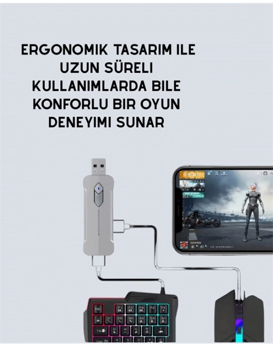 Mobil Oyunlar için Klavye, Mouse ve Dönüştürücü Seti