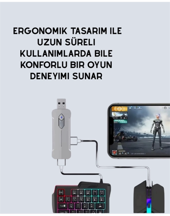 Mobil Uyumlu Klavye Mouse Seti – PUBG ve FPS Oyunları İçin 5i 1 Arada Oyun Kiti