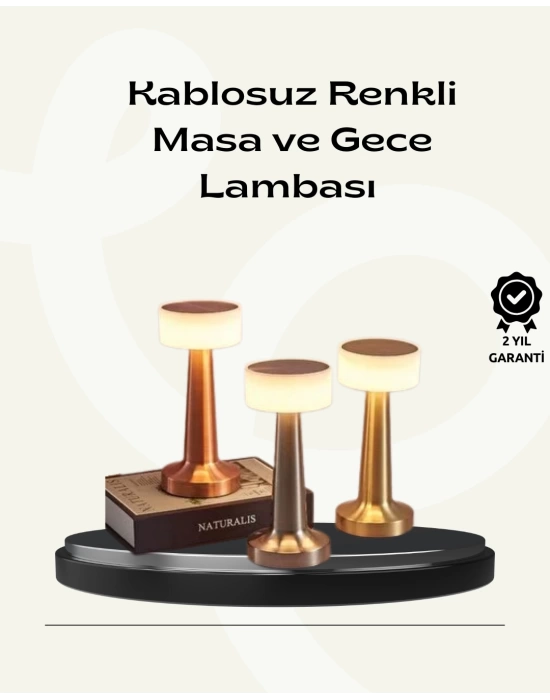 Modern USBli Kablosuz Masa Lambası – Minimalist Tasarım, 3 Farklı Parlaklık