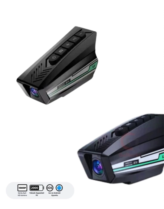 Motosiklet Kask İçi Akıllı Kamera – 2000 mAh, 128 GB SD Kart Desteği