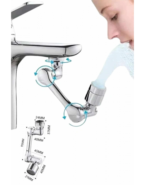 Mutfak Musluk Başlığı 1080 Derece Dönebilir Oynar Başlıklı Musluk Aparatı