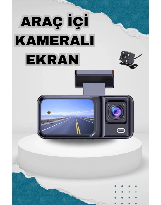Ön ve Arka Kameralı 2 İnç 1080P Full HD DVR Araç İçi Ekran