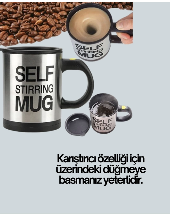 Otomatik Karıştırmalı Termos Kupa | USB Şarjlı ve Ergonomik Tasarım