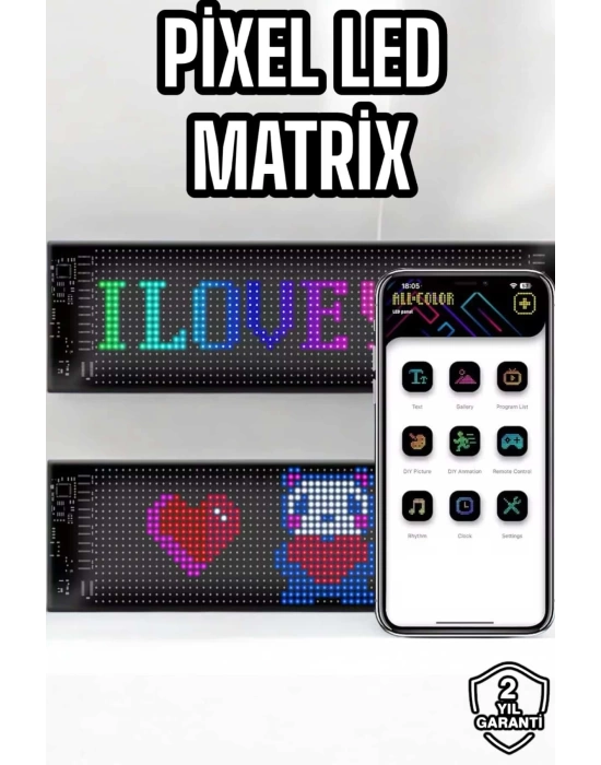 Otomobil Uyumlu Led Matrix Dijital Ekran Bluetooth Bağlantılı 16X24