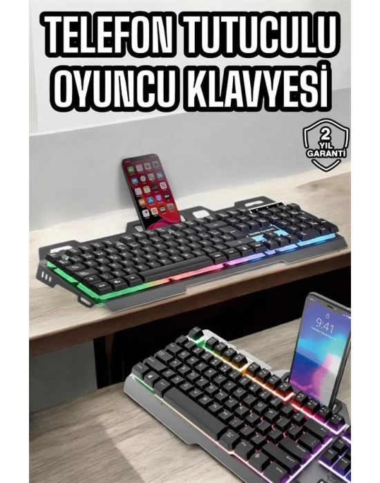 Oyuncu Klavyesi Q Klavye RGB Işıklı Mouse Hediyeli