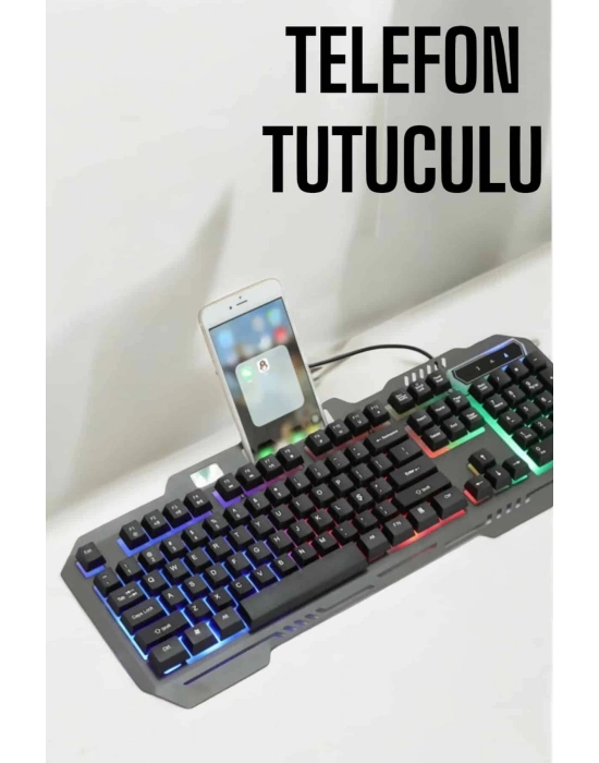 Oyuncu Klavyesi Q Klavye RGB Işıklı Mouse Hediyeli