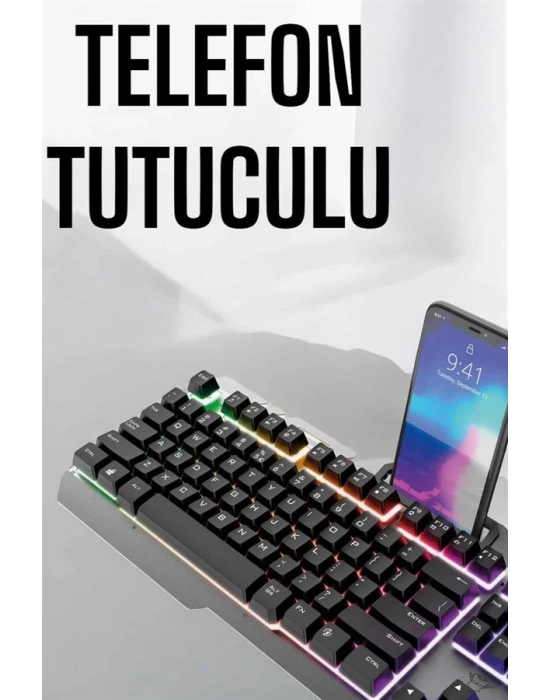 Oyuncu Klavyesi Q Klavye RGB Işıklı Mouse Hediyeli