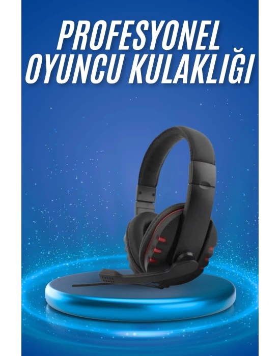 Oyuncu Kulaklığı Kulak Üstü Kablolu Stereo Mikrofonlu Yumuşak Kulak Yastığı