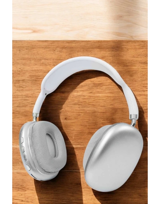 P9 Plus Kablosuz Kulak Üstü Bluetooth Kulaklık Beyaz Yüksek Ses Kaliteli