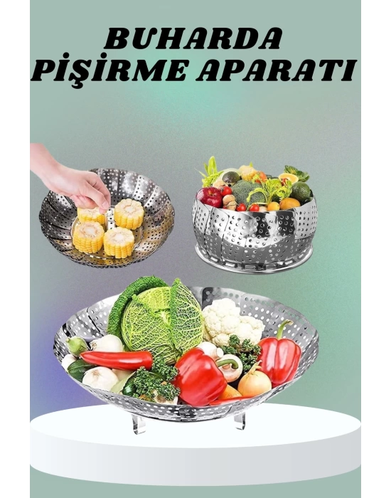 Paslanmaz Çelik Buharda Sebze Pişirme Haşlama Aparatı Buharlı Pişirici