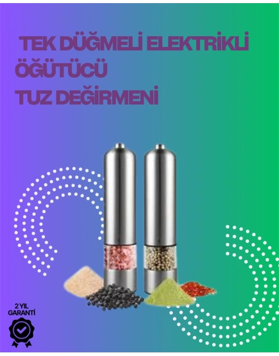 Paslanmaz Çelik Otomatik Baharat Öğütücü Pille Çalışan Tek Tuşlu Kullanım