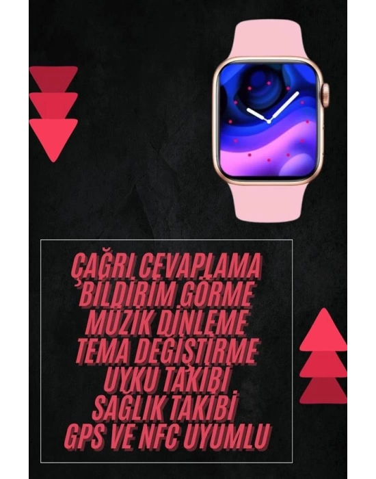 Pembe Akıllı Saat 49mm iOS & Android Uyumlu Arama Özellikli