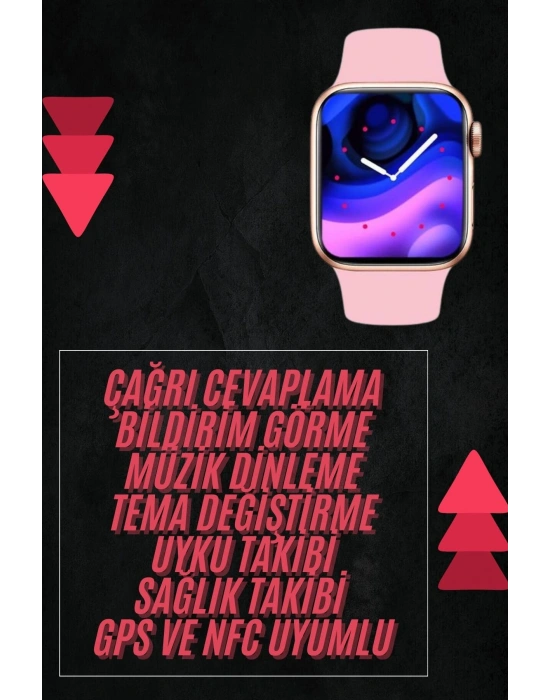 Pembe Akıllı Saat 49mm iOS & Android Uyumlu Arama Özellikli