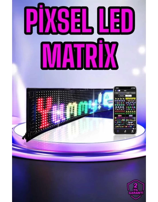 Piksel Led Matrix RGB Işıklı Led Yazılı Bluetooth Bağlantılı 16X64