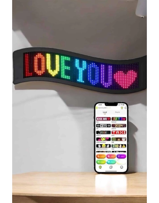 Piksel Led Matrix RGB Işıklı Led Yazılı Bluetooth Bağlantılı 16X64