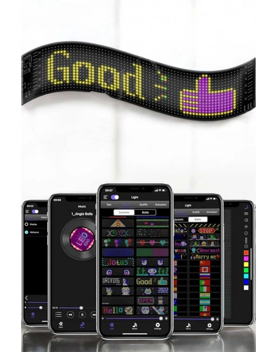 Piksel Led Matrix RGB Işıklı Led Yazılı Bluetooth Bağlantılı 16X64