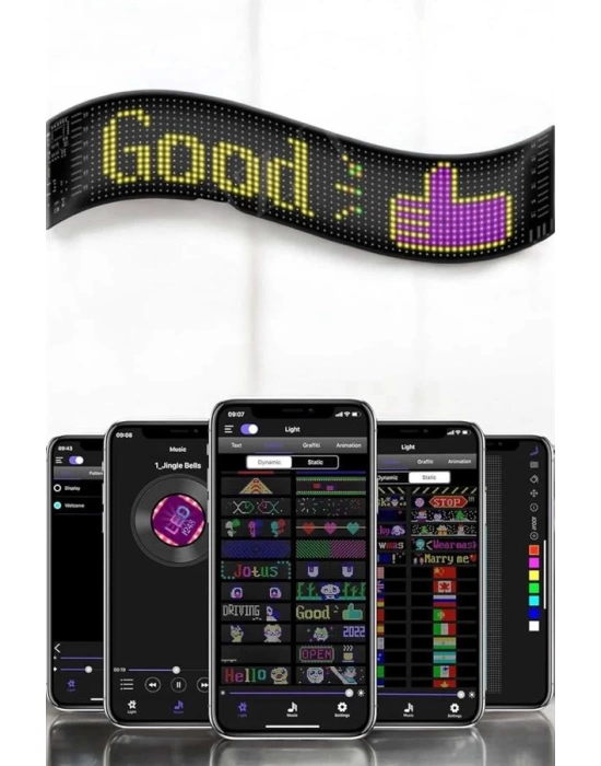Piksel Led Matrix RGB Işıklı Led Yazılı Bluetooth Bağlantılı 16X64