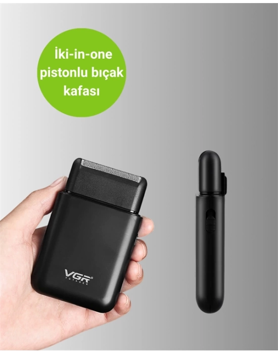 Pistonlu ve Örgülü Ağ Başlıklı Kart Tipi Traş Makinesi – Hafif, Güvenli, USB Şarjlı