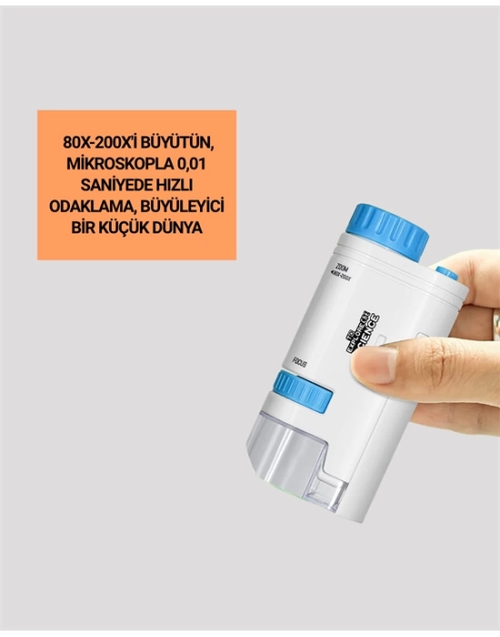 PMMA Optik Lensli Kompakt Taşınabilir Mikroskop