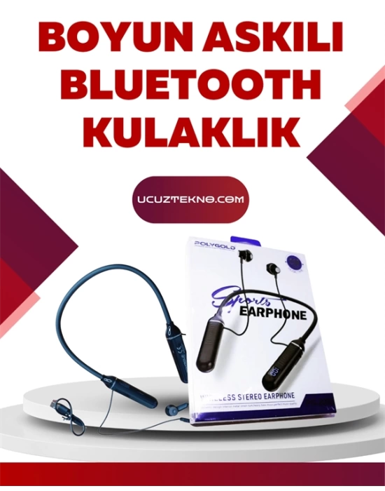 Polygold PG-100 Bluetooth Kulaklık – Ergonomik Boyun Bantlı Tasarım, Net Ses ve Konfor