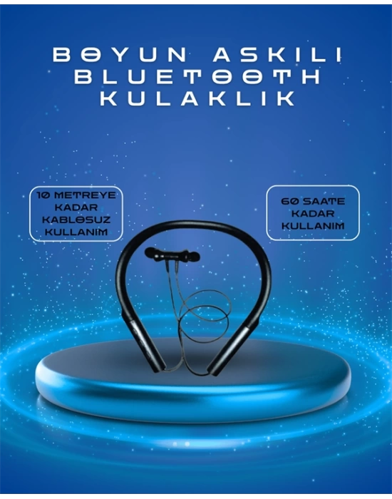 Polygold PG-100 Type-C Şarjlı Bluetooth Kulaklık – Boyun Askılı, Uzun Pil Ömürlü, Mikrofonlu