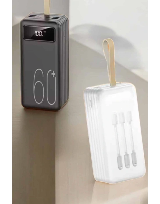 Powerbank 60.000 Mah Hızlı Şarj 4 Çıkışlı Uzun Şarj Süreli Dijital Göstergeli