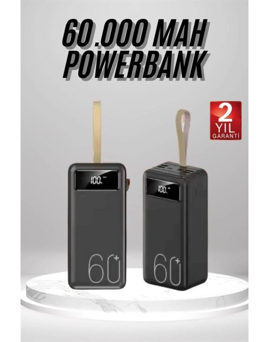 Powerbank 60.000 Mah Taşınabilir Şarj Hızlı El Fenerli Dijital Göstergeli