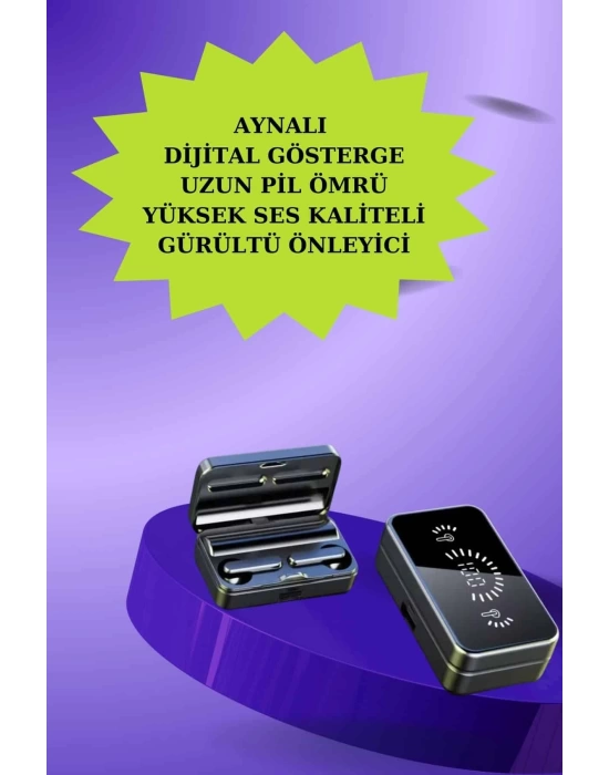 Powerbank Aynalı Bluetooth Kulaklık Ve Akıllı Saat Seti ANC Özelliği Dokunamatik