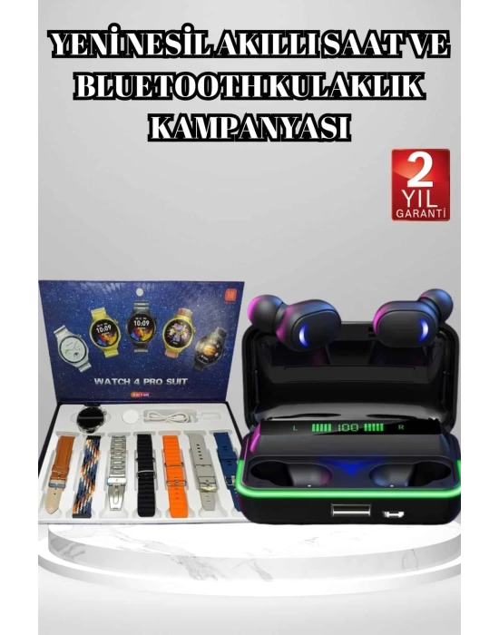Powerbank Bluetooth Kulaklık Ve Akıllı Saat 7 Kordonlu Metal Kordon Plastik Kordon