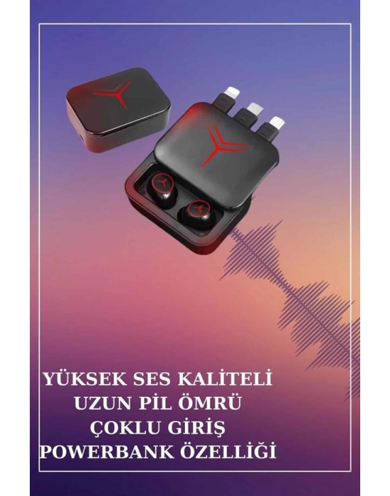 Powerbank Özellikli Bluetooth Kulaklık ve Nabız Ölçer Akıllı Saat Bileklik Hediyeli